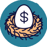 Cartoon Egg with a dollar sign in a nest