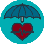 heart with umbrella over it