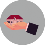 cartoon hand holding a house