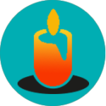 animated orange and yellow candle with blue background