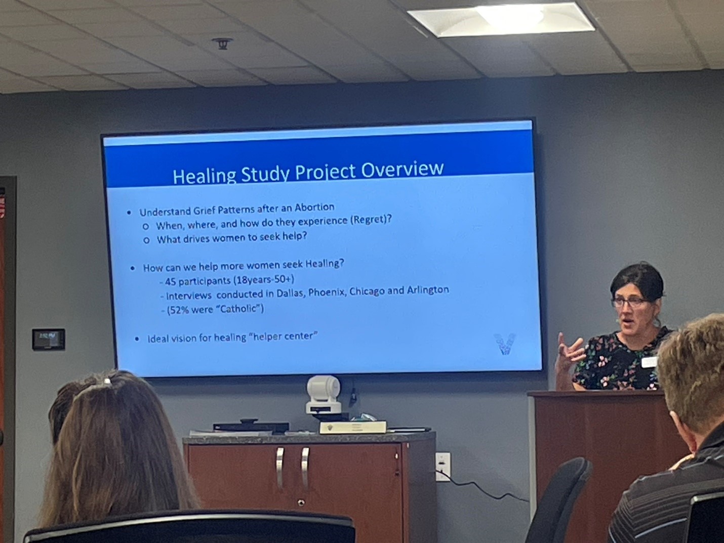 Vitae’s Research Education Specialist Megan Drapa presenting abortion healing research to leaders and staff of the Respect Life Apostolate at the Archdiocese of St. Louis