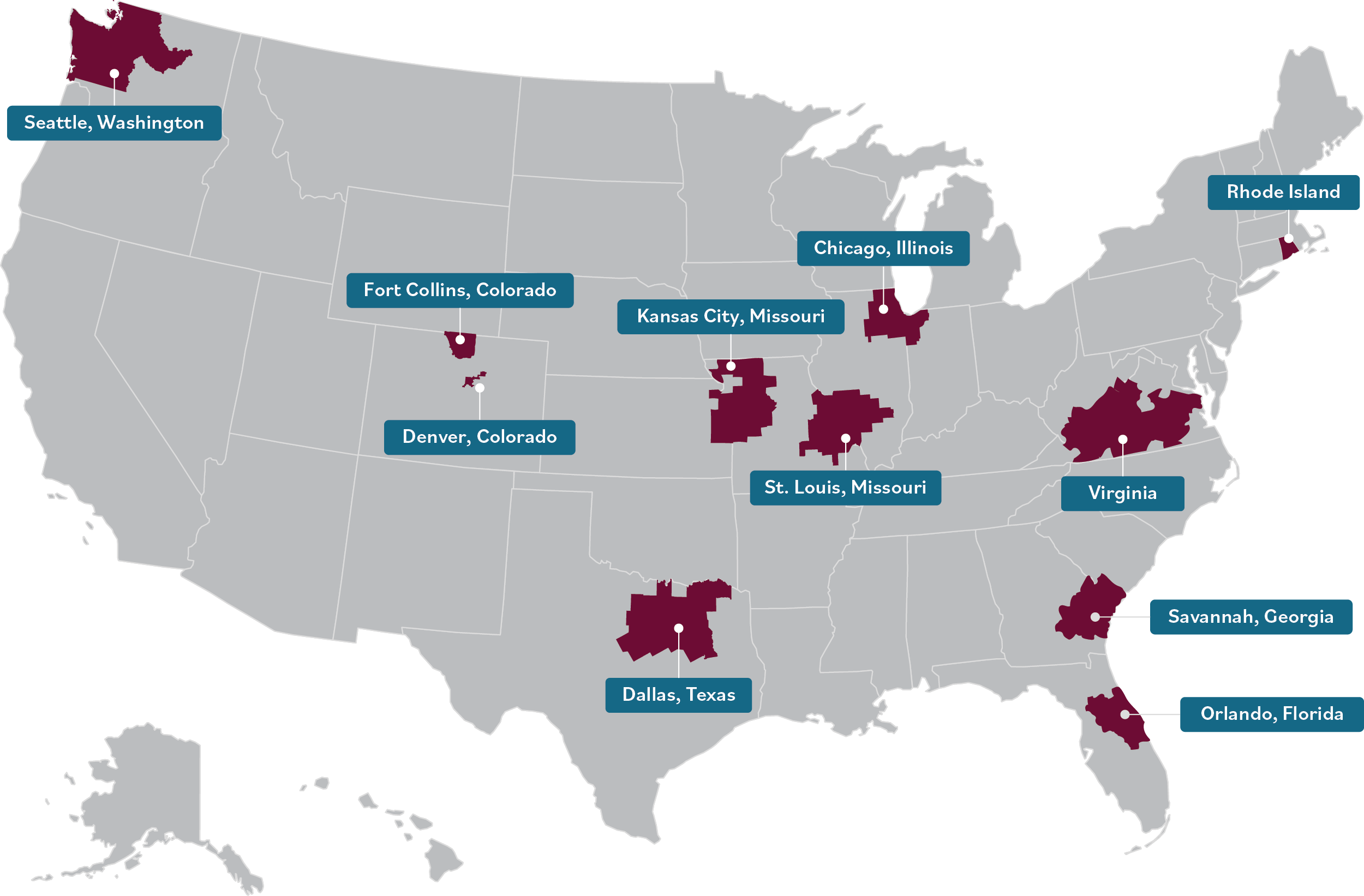 Map of the US showing our Alpha Centers